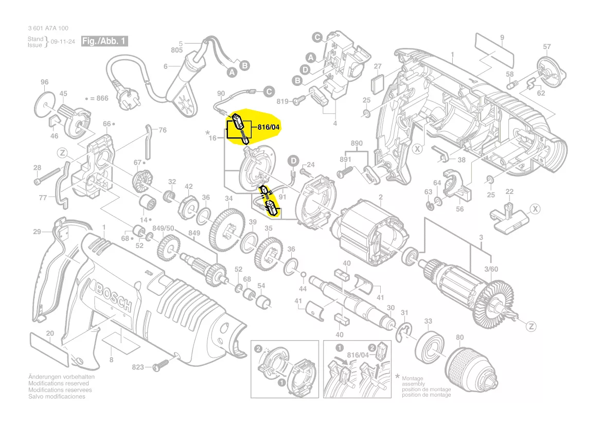Balais charbon réf. 2 604 321 945 pour GSB 1800-2 RE